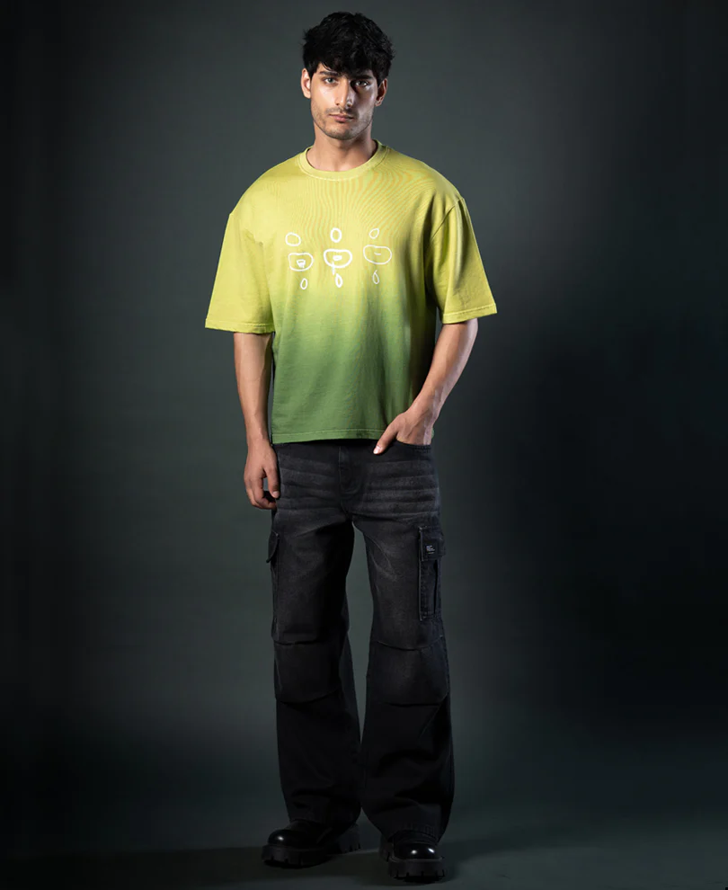 Green Ombre Print T-Shirt 100% Cotton - Image 7