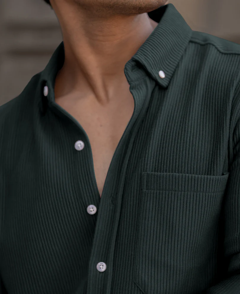 Green Regular Fit Full Sleeves Shirt - Image 4