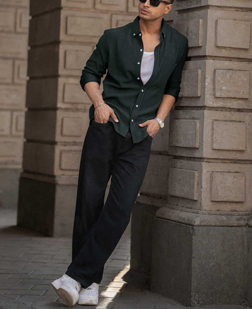 Green Regular Fit Full Sleeves Shirt - Image 6