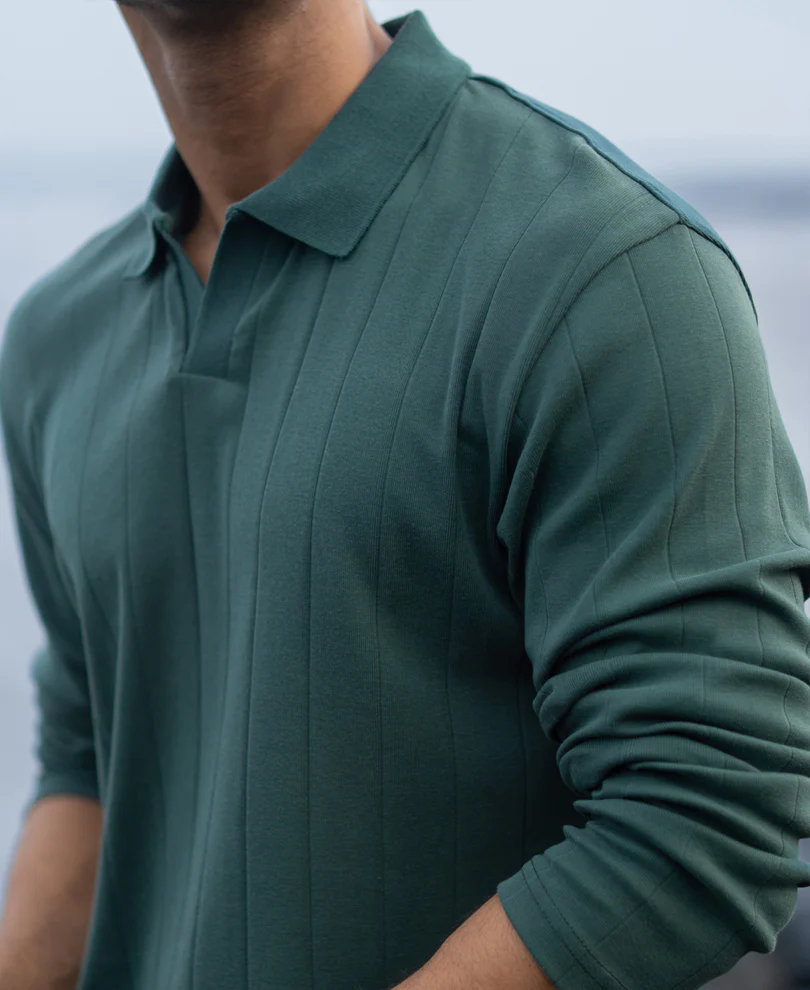 Green Regular Fit Full Sleeves T-Shirt 100% Cotton - Image 5