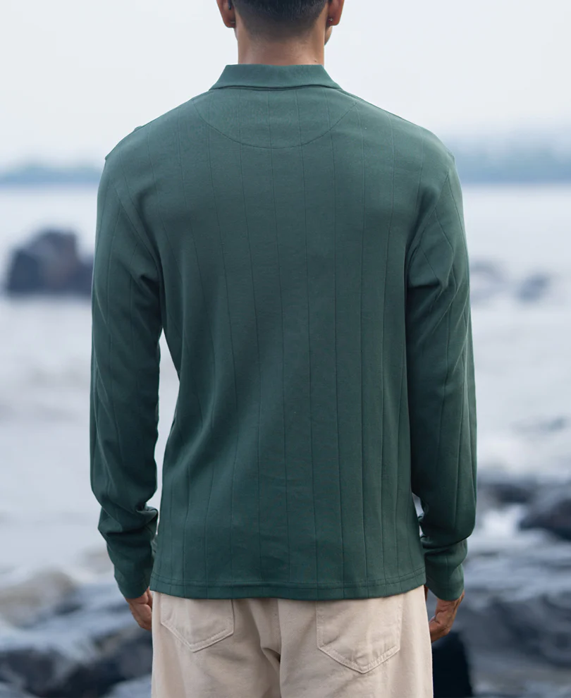 Green Regular Fit Full Sleeves T-Shirt 100% Cotton - Image 6