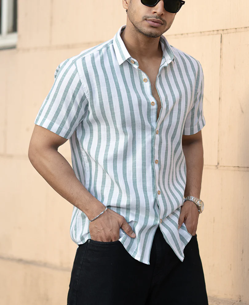 Sage Nautical Stripe Shirt - Image 3