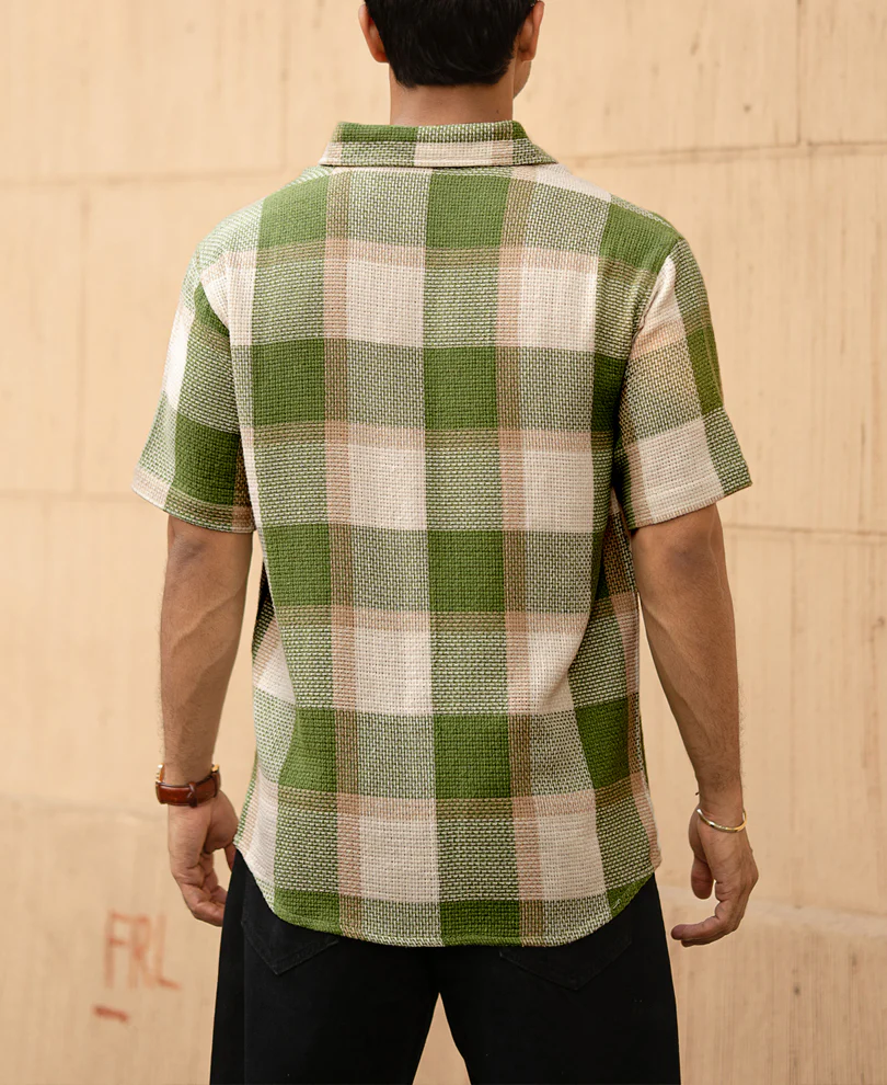 Green Structured Checks Shirt - Image 5