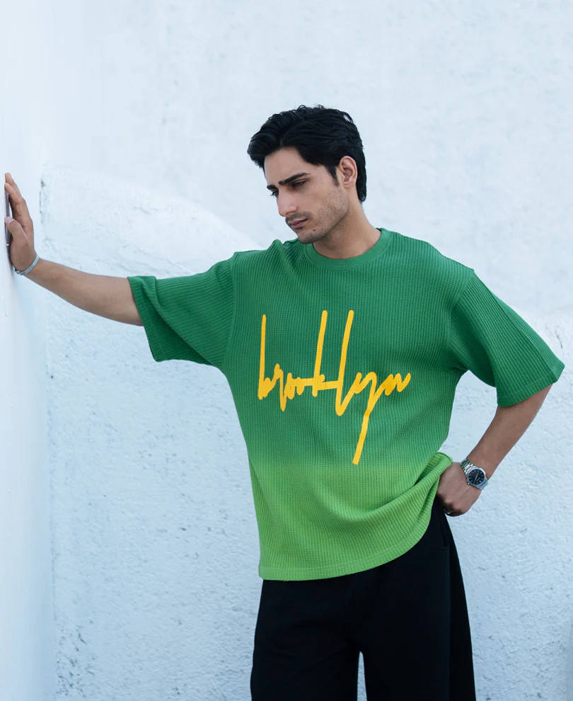 Green Structured Ombre T-Shirt - Image 2