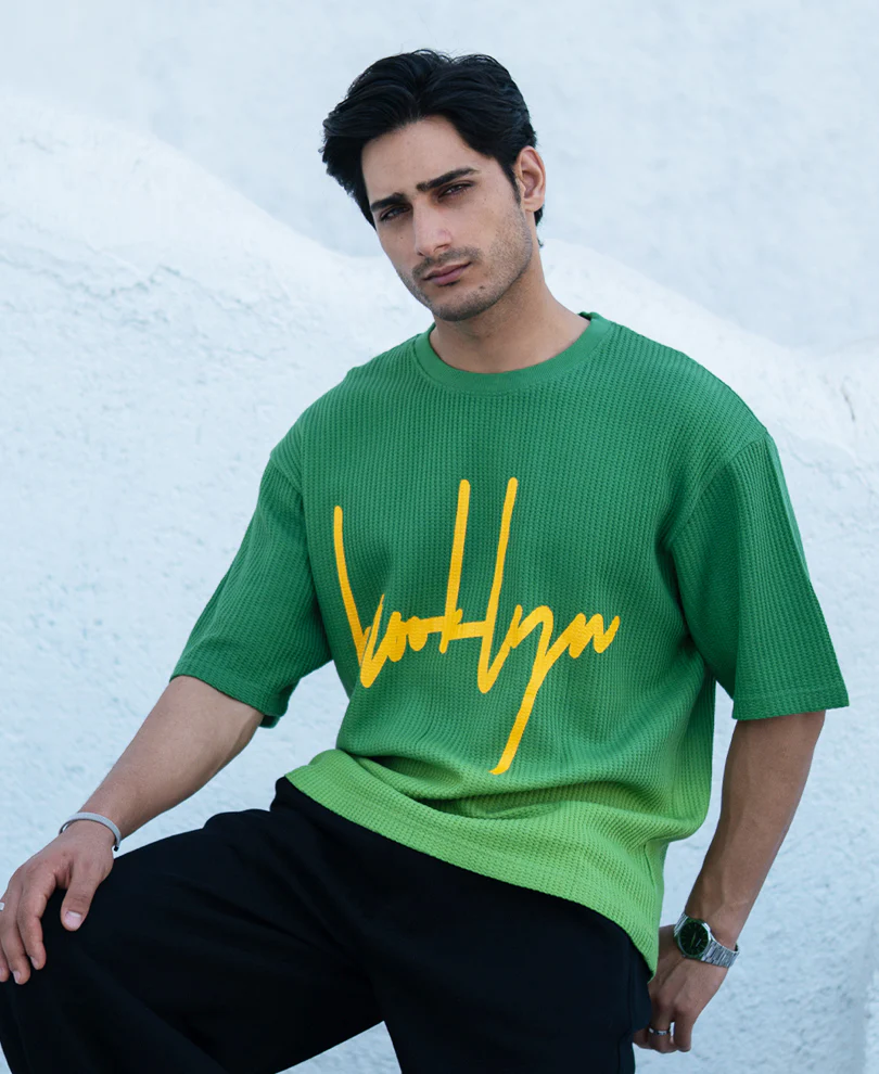 Green Structured Ombre T-Shirt - Image 3