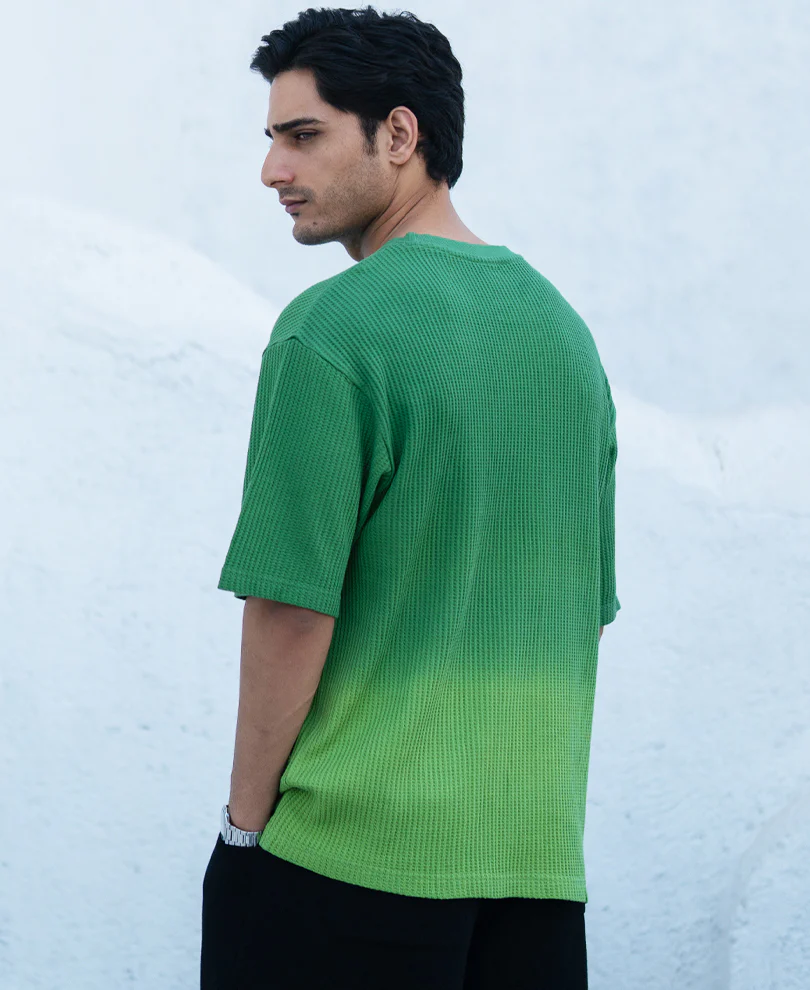 Green Structured Ombre T-Shirt - Image 6