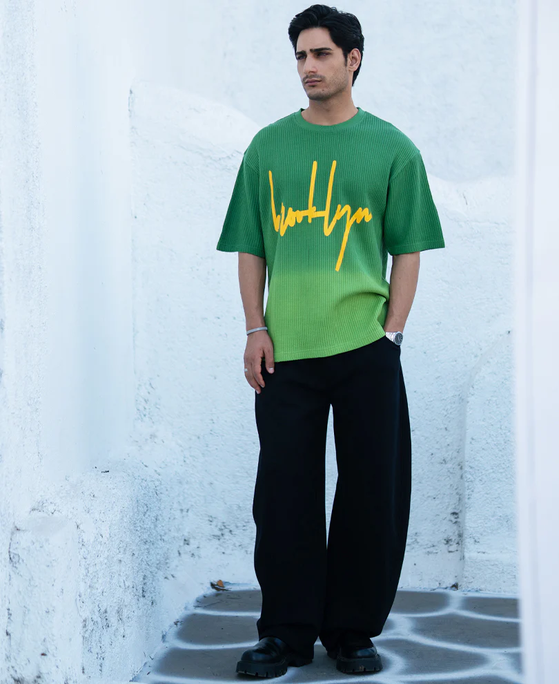 Green Structured Ombre T-Shirt - Image 7
