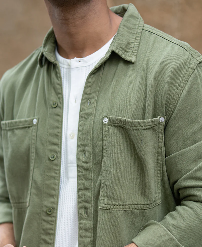 Green Textured Overshirt 100% Cotton - Image 5
