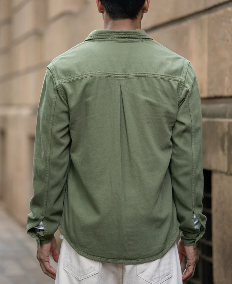 Green Textured Overshirt 100% Cotton - Image 6