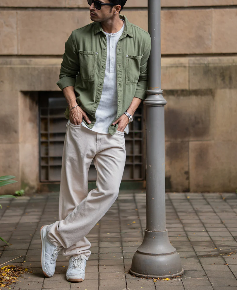 Green Textured Overshirt 100% Cotton - Image 7