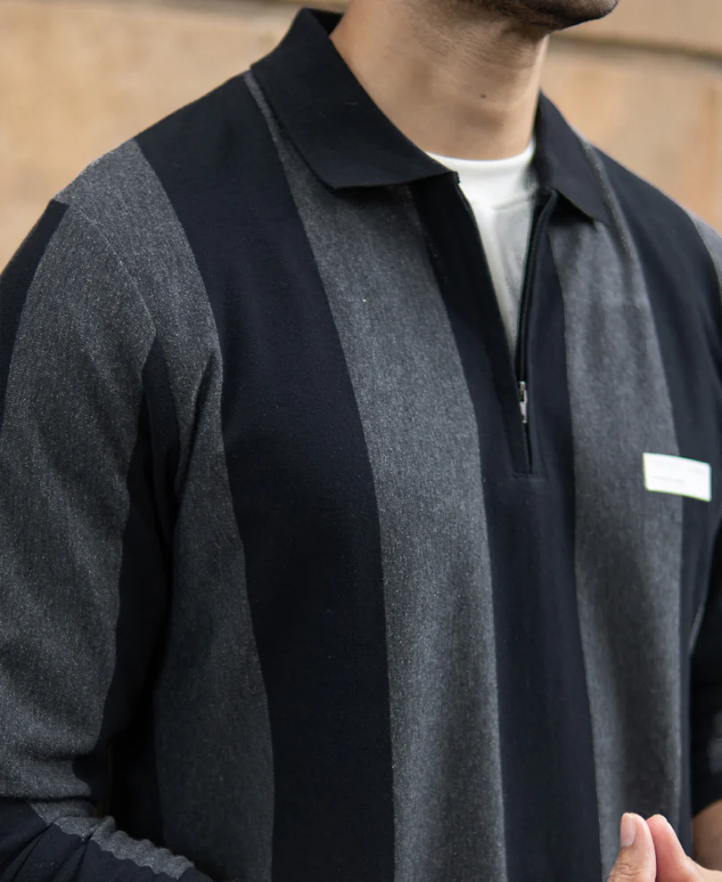 Grey And Black Stripe Lightweight T-Shirt - Image 4