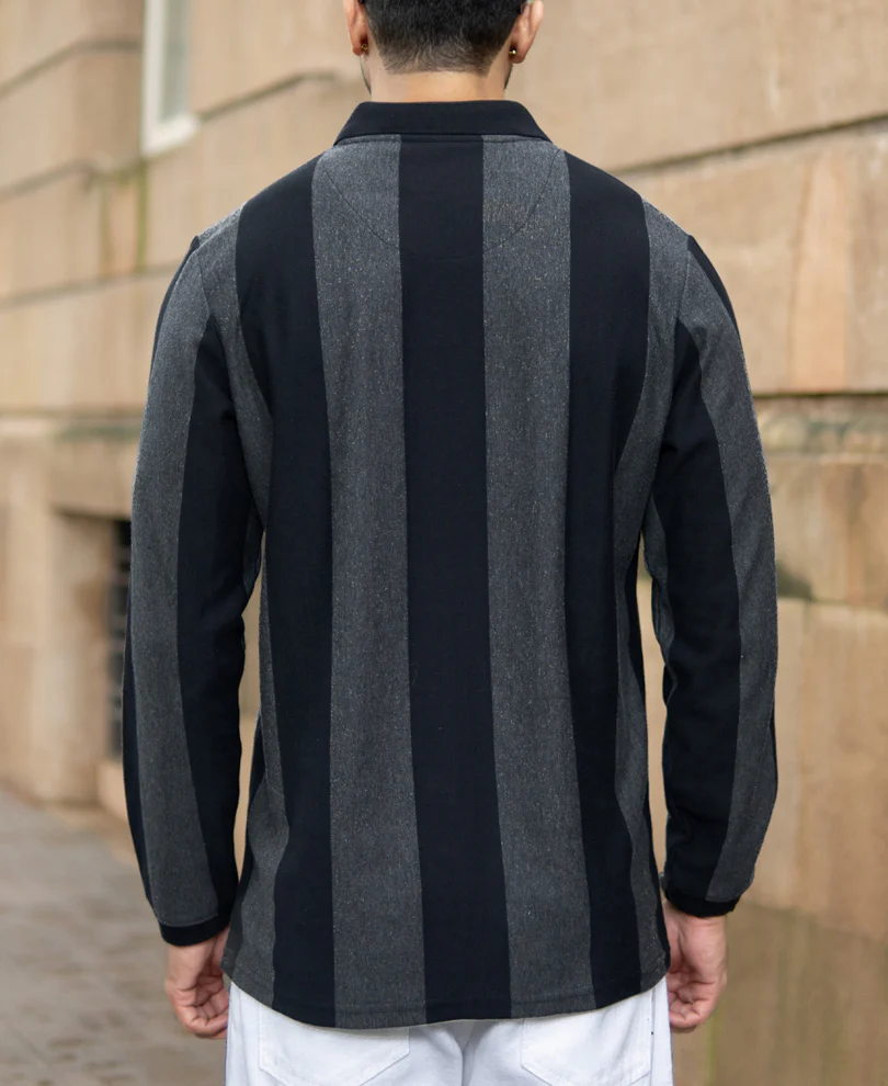 Grey And Black Stripe Lightweight T-Shirt - Image 5