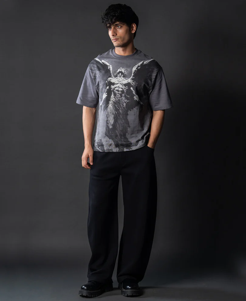 Grey Angel Grunge T-Shirt 100% Cotton - Image 7