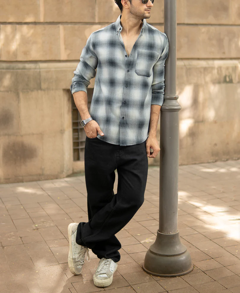 Grey Checks Button Down Shirt - Image 6