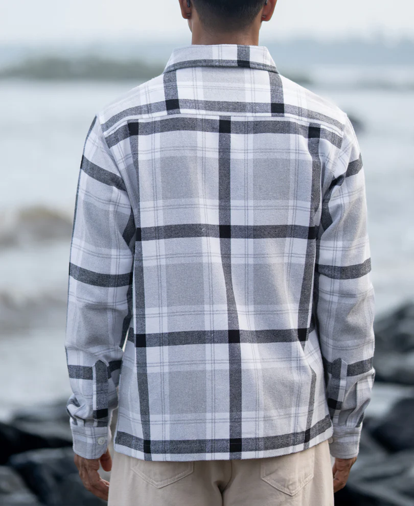 Grey Checks Zipper Shirt - Image 5