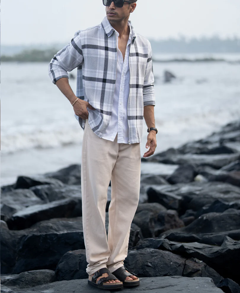 Grey Checks Zipper Shirt - Image 6