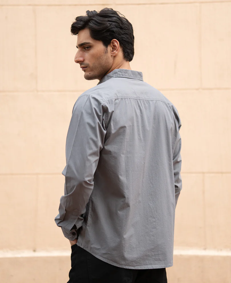 Grey Double Pocket Lightweight Shirt 100% Cotton - Image 6