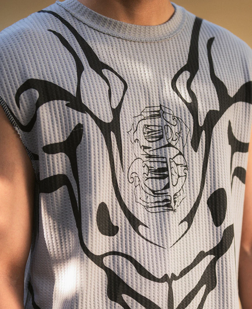 Grey Graphic Print Vest - Image 3
