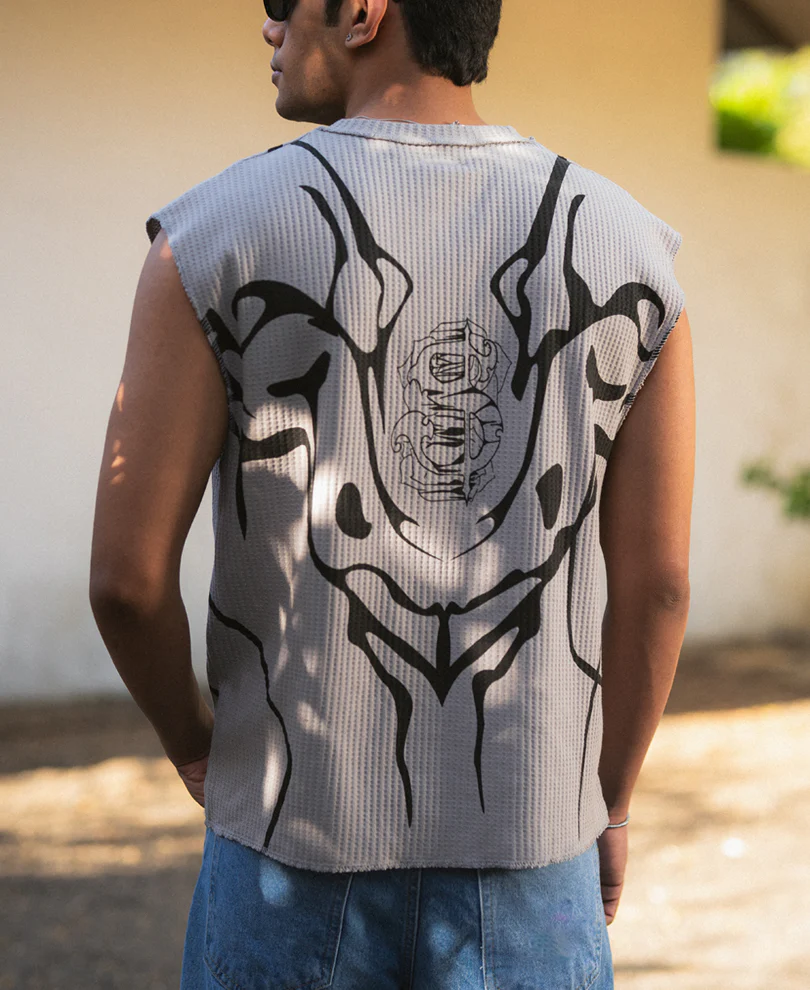 Grey Graphic Print Vest - Image 5