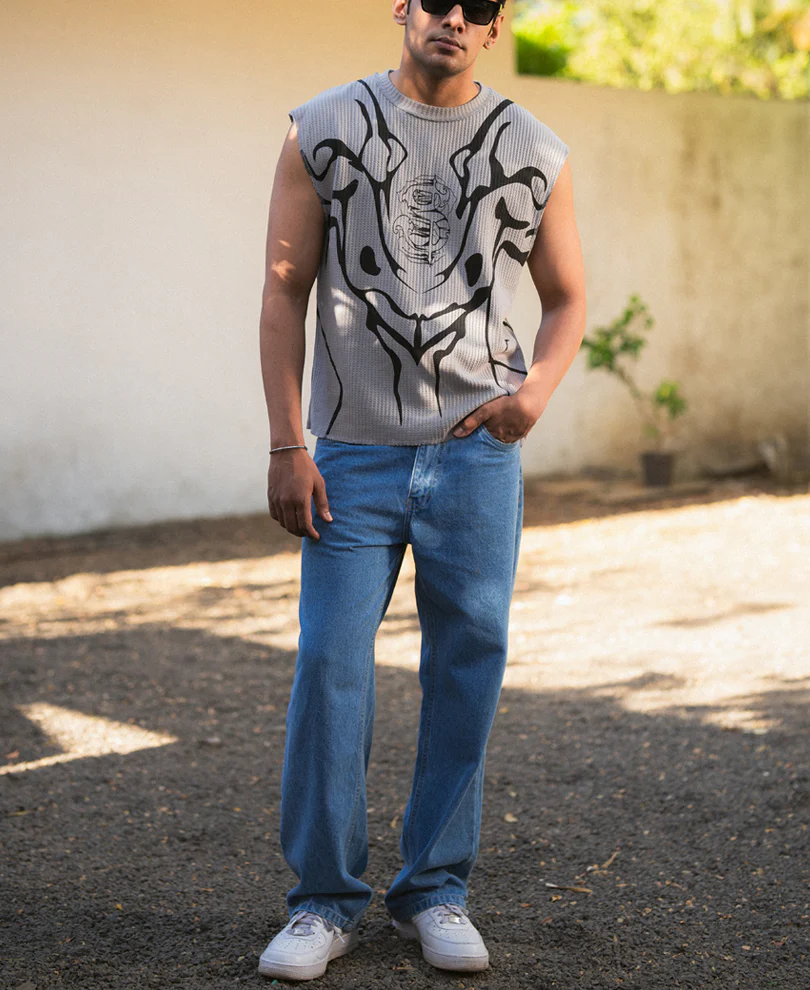 Grey Graphic Print Vest - Image 6