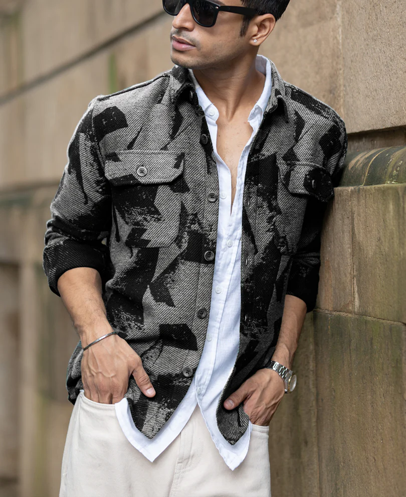 Grey Jacquard Overshirt - Image 2