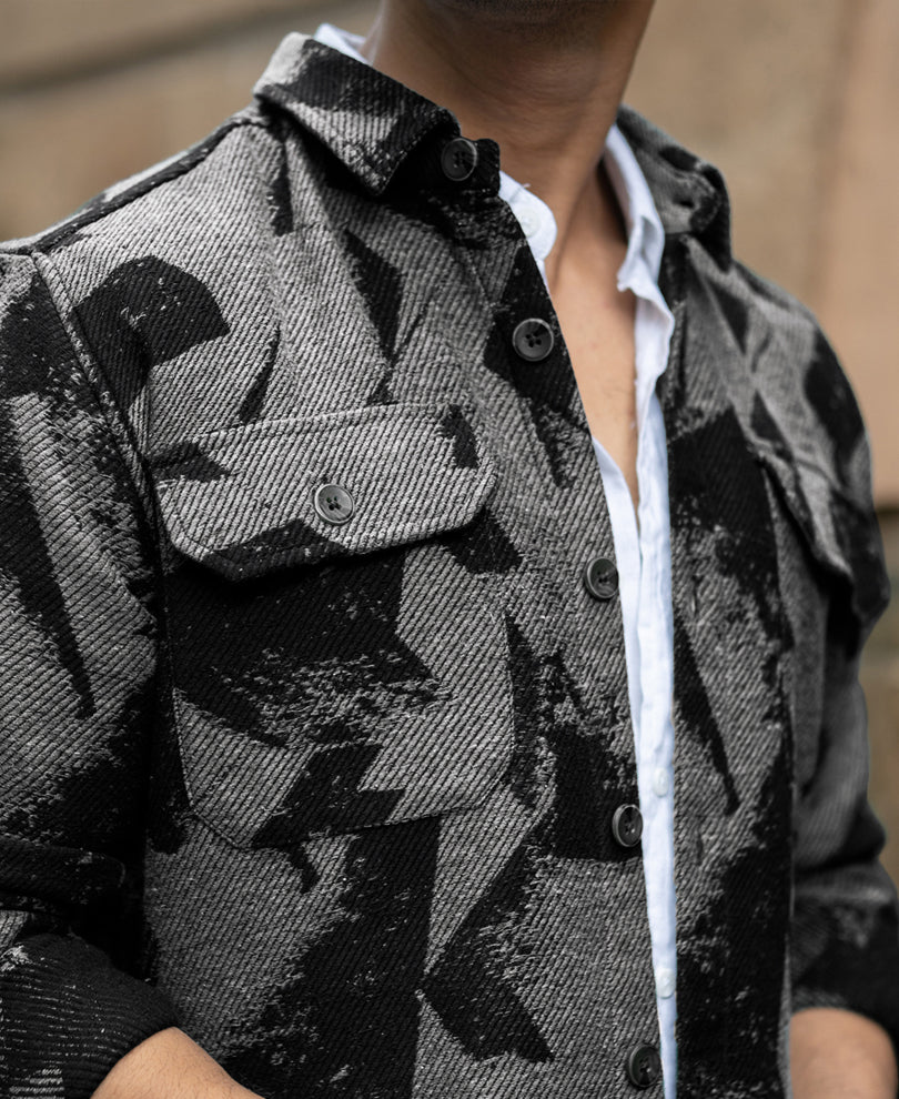Grey Jacquard Overshirt - Image 4