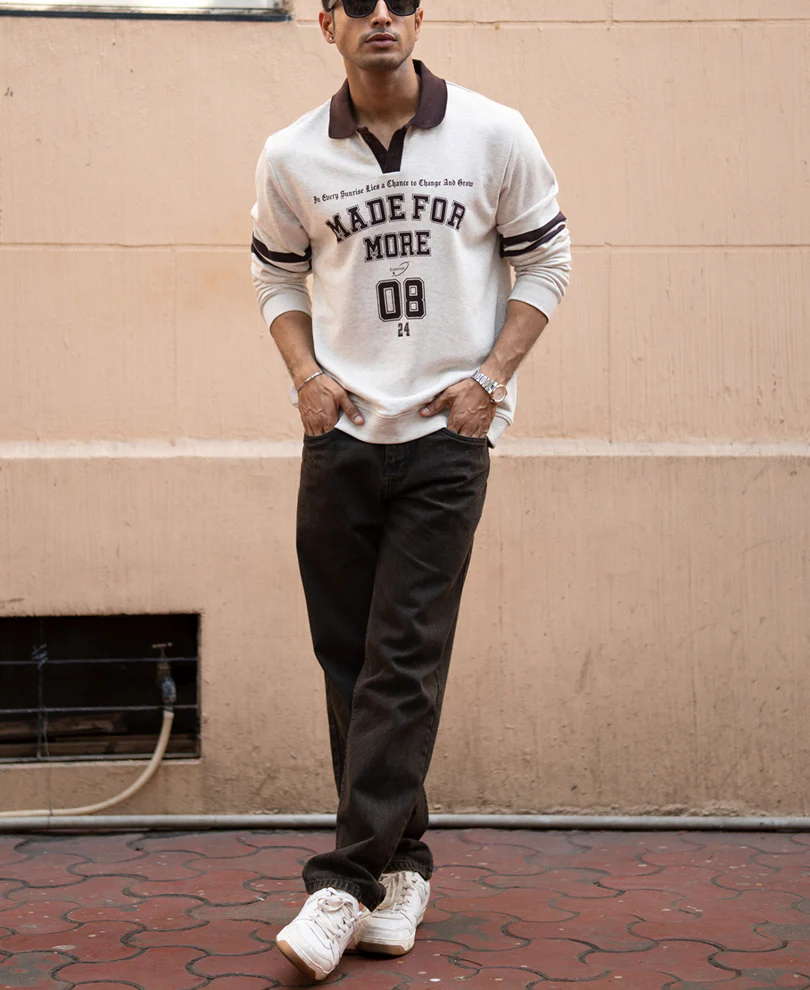 Grey Melange Printed T-Shirt - Image 6