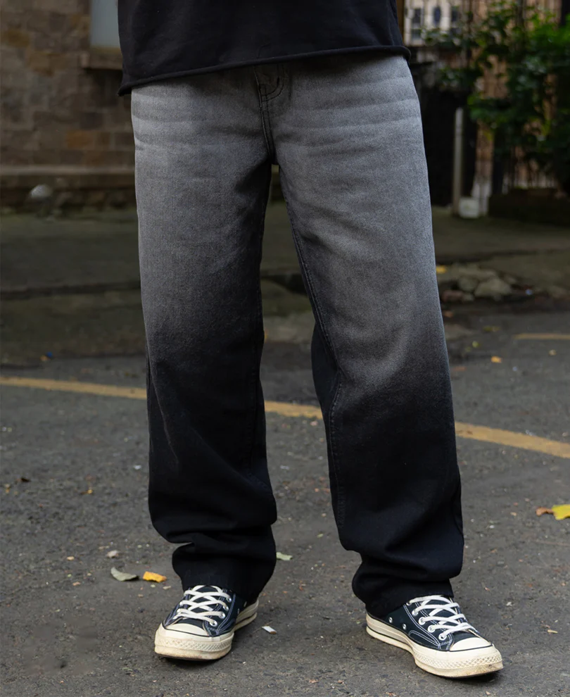 Grey Ombre Baggy Jeans 100% Cotton - Image 2