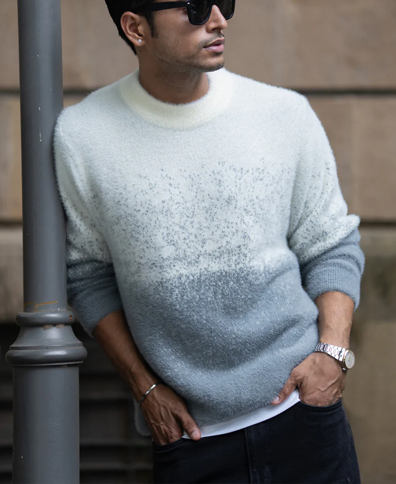 Grey Ombre Fuzzy T-Shirt - Image 2