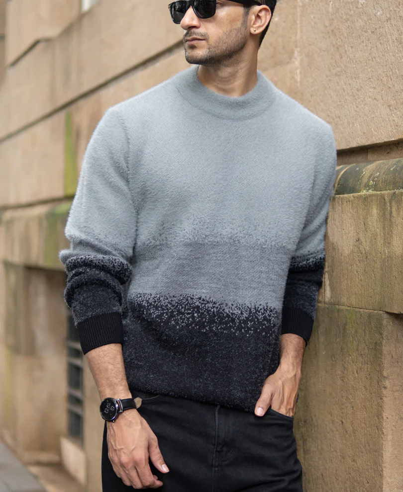 Grey Ombre Jacquard T-Shirt - Image 2