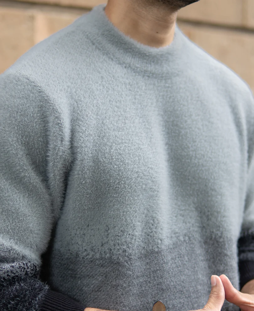 Grey Ombre Jacquard T-Shirt - Image 3