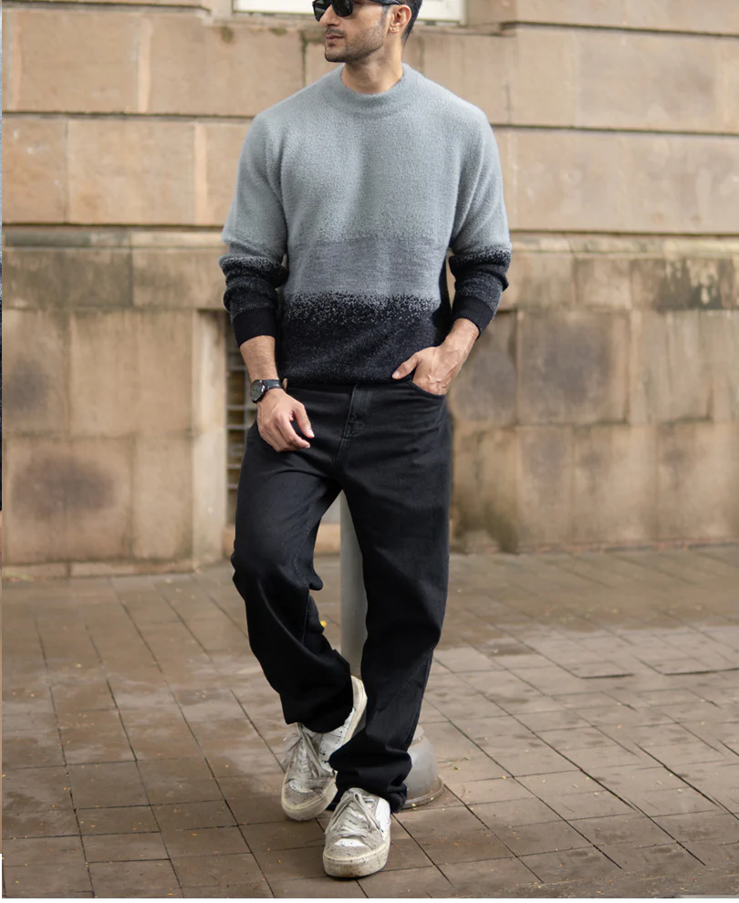 Grey Ombre Jacquard T-Shirt - Image 6