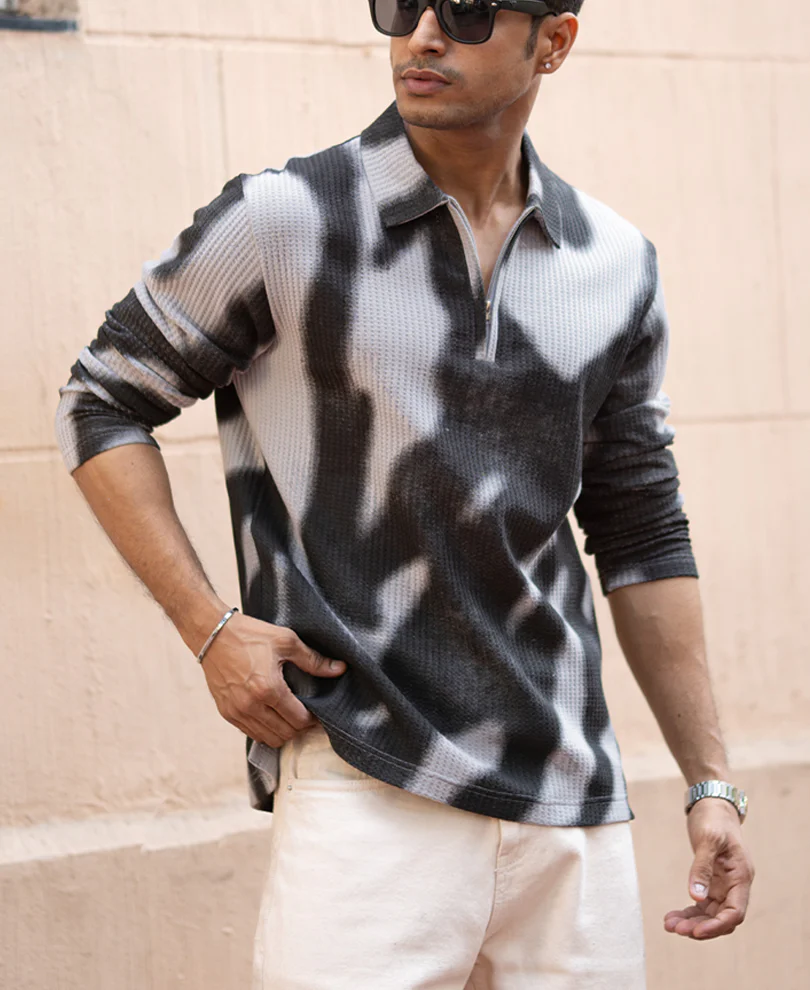 Grey Printed Structure T-Shirt - Image 2