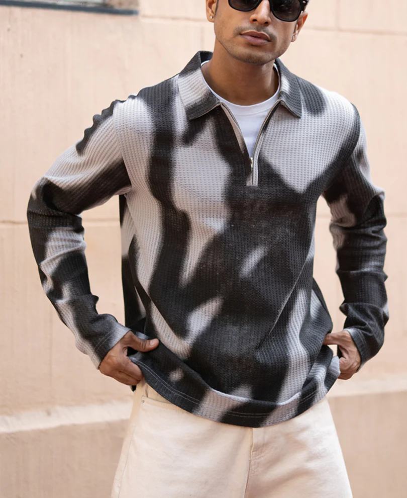 Grey Printed Structure T-Shirt - Image 5