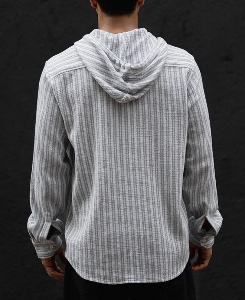 Grey Regular Fit Full Sleeves Hoodie Shirt 100% Cotton - Image 4