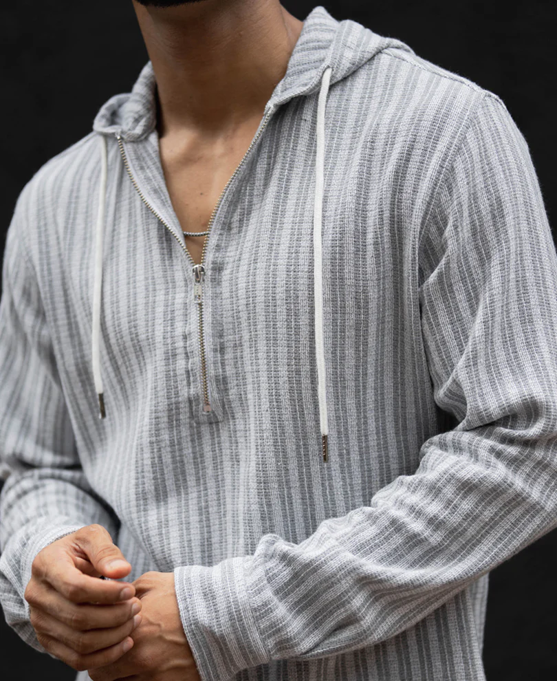 Grey Regular Fit Full Sleeves Hoodie Shirt 100% Cotton - Image 5
