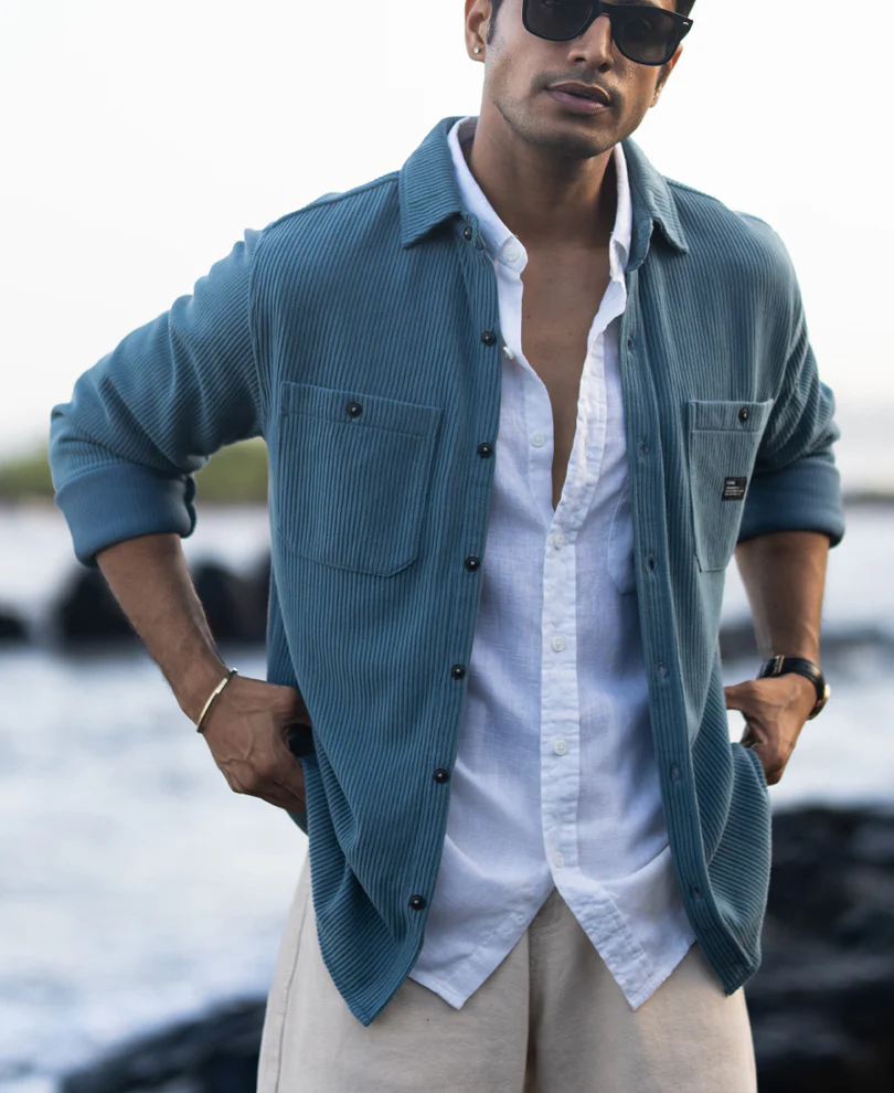 Grey Sky Knit Shirt With Pockets - Image 3