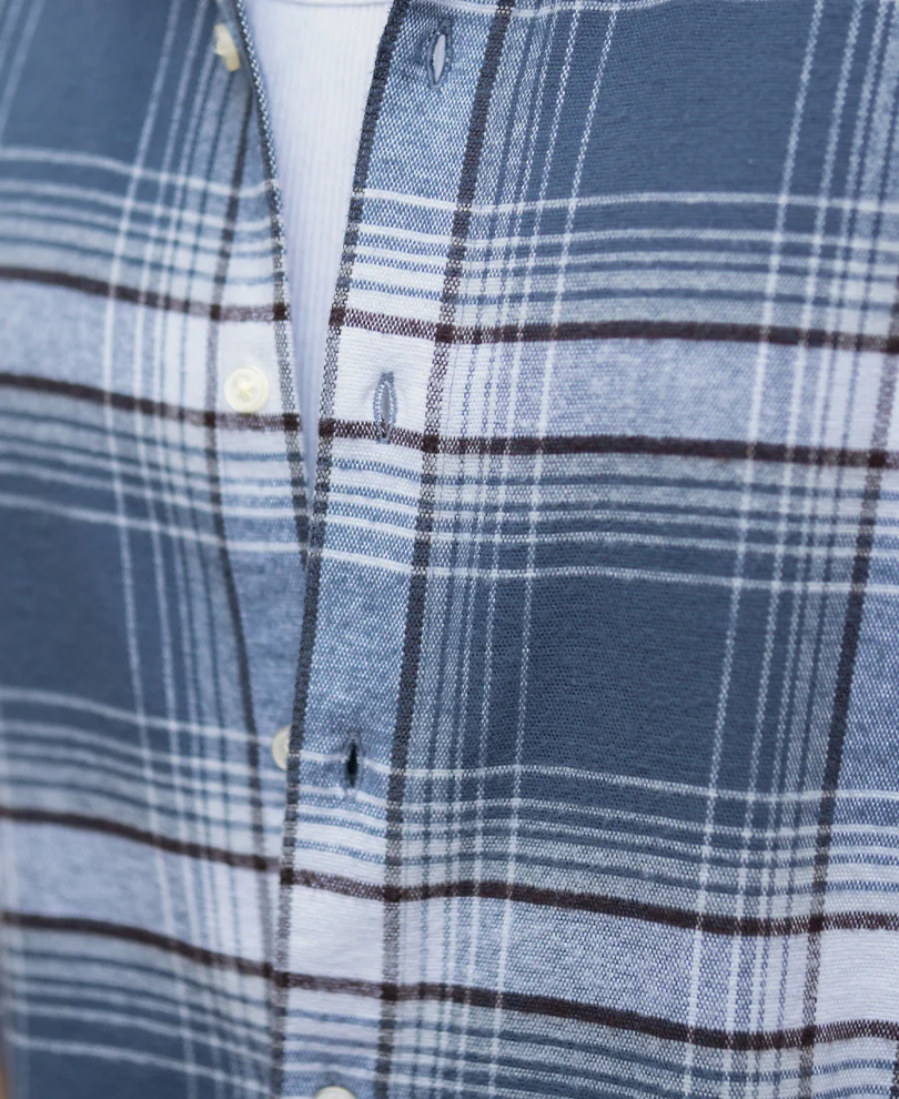 Grey Sky Structured Checks Shirt 100% Cotton - Image 3