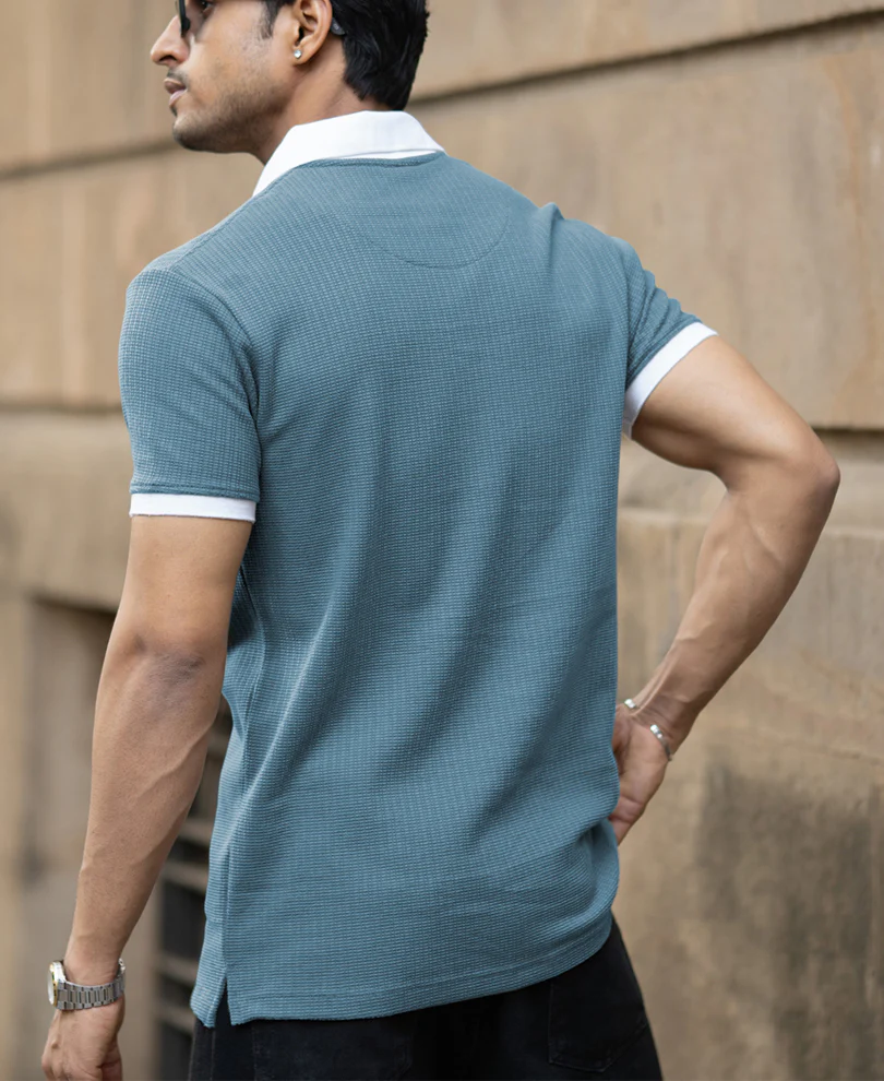 Grey Sky Zipper Neck T-Shirt - Image 4