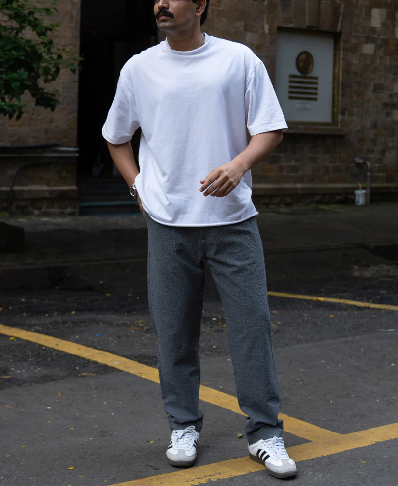 Grey Structured Pleated Trouser - Image 7
