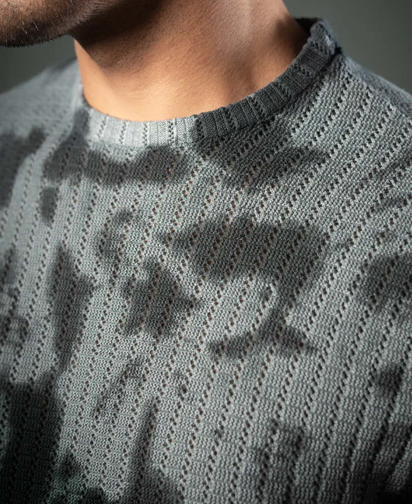 Grey Tie Dye Knit T-Shirt 100% Cotton - Image 3