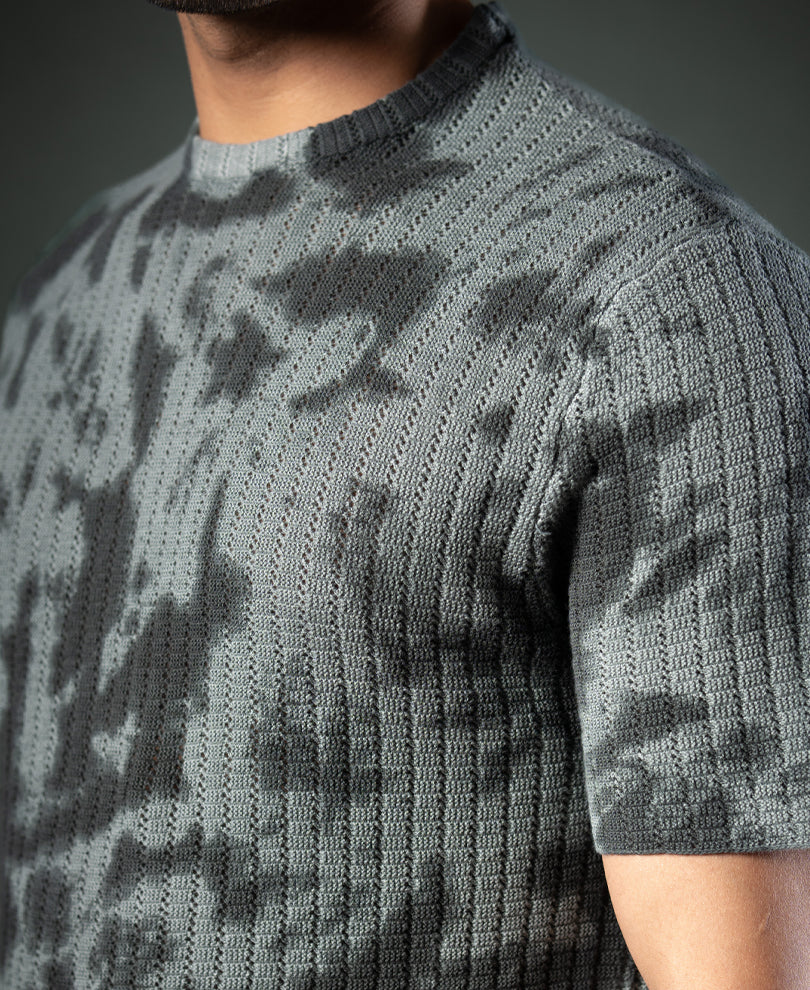Grey Tie Dye Knit T-Shirt 100% Cotton - Image 4