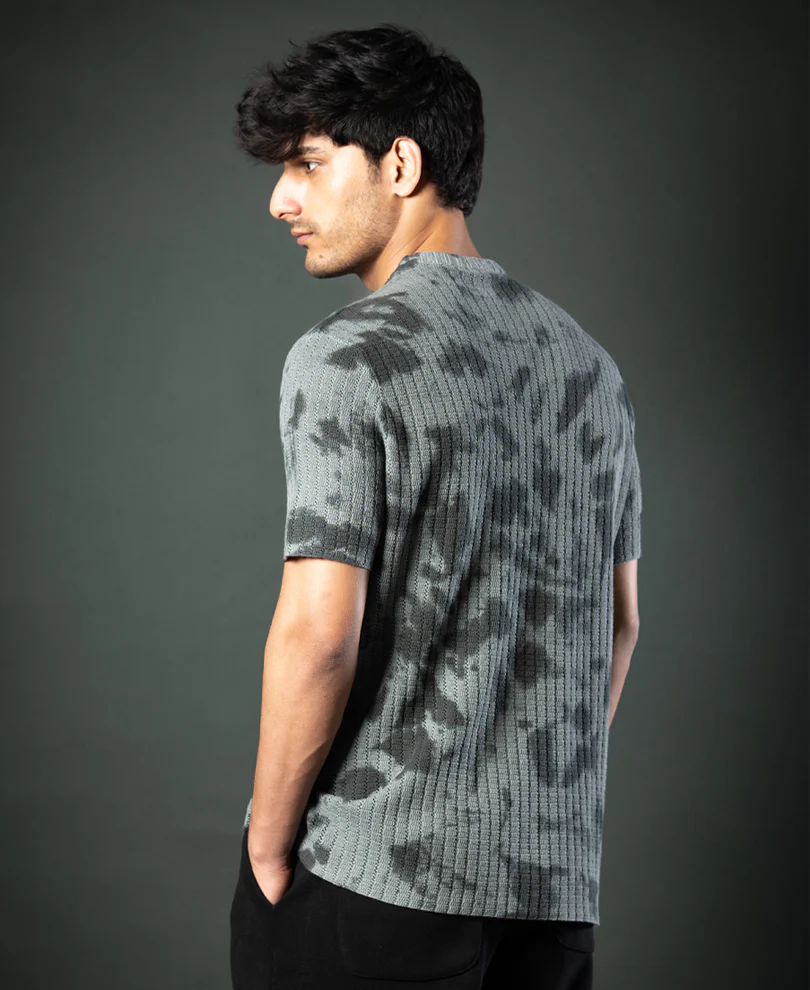 Grey Tie Dye Knit T-Shirt 100% Cotton - Image 5