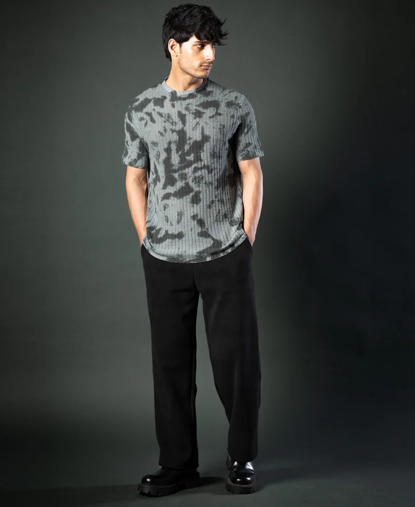 Grey Tie Dye Knit T-Shirt 100% Cotton - Image 6