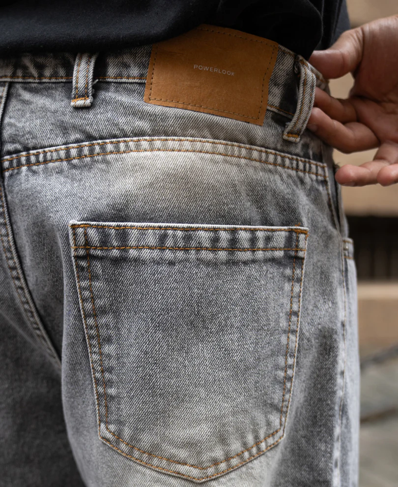 Grey Washed Baggy Cargo Jeans 100% Cotton - Image 6