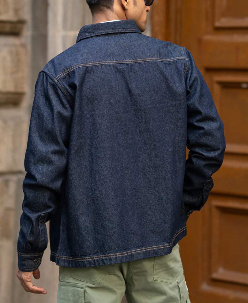 Indigo Denim Full Sleeves Overshirt 100% Cotton - Image 6