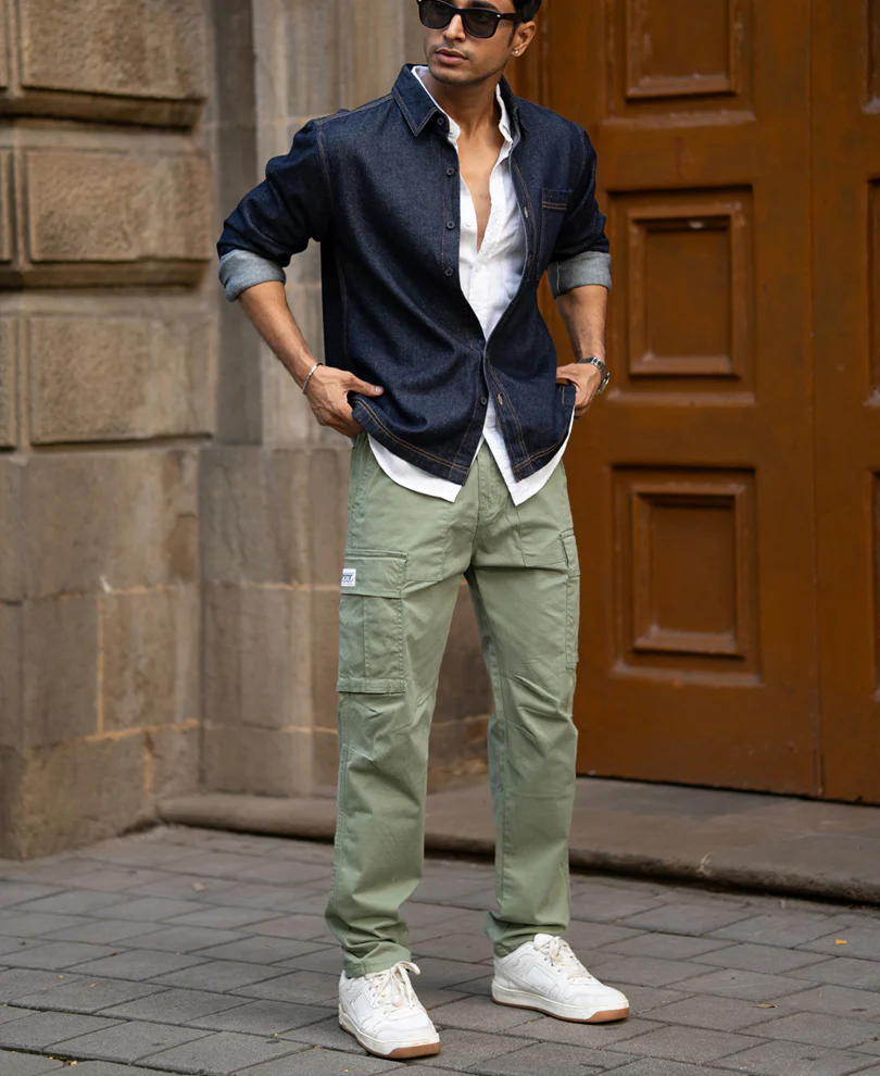 Indigo Denim Full Sleeves Overshirt 100% Cotton - Image 7