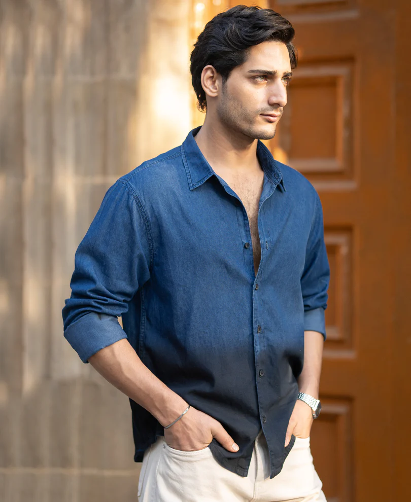 Indigo Ombre Lightweight Shirt 100% Cotton - Image 2