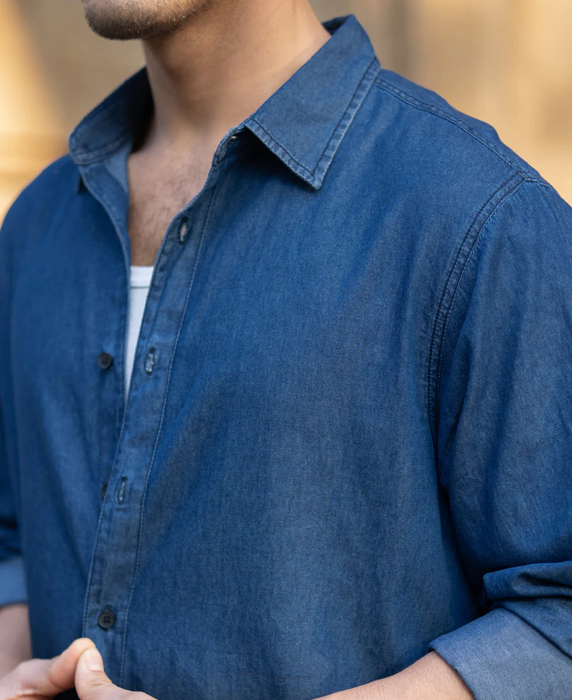 Indigo Ombre Lightweight Shirt 100% Cotton - Image 5