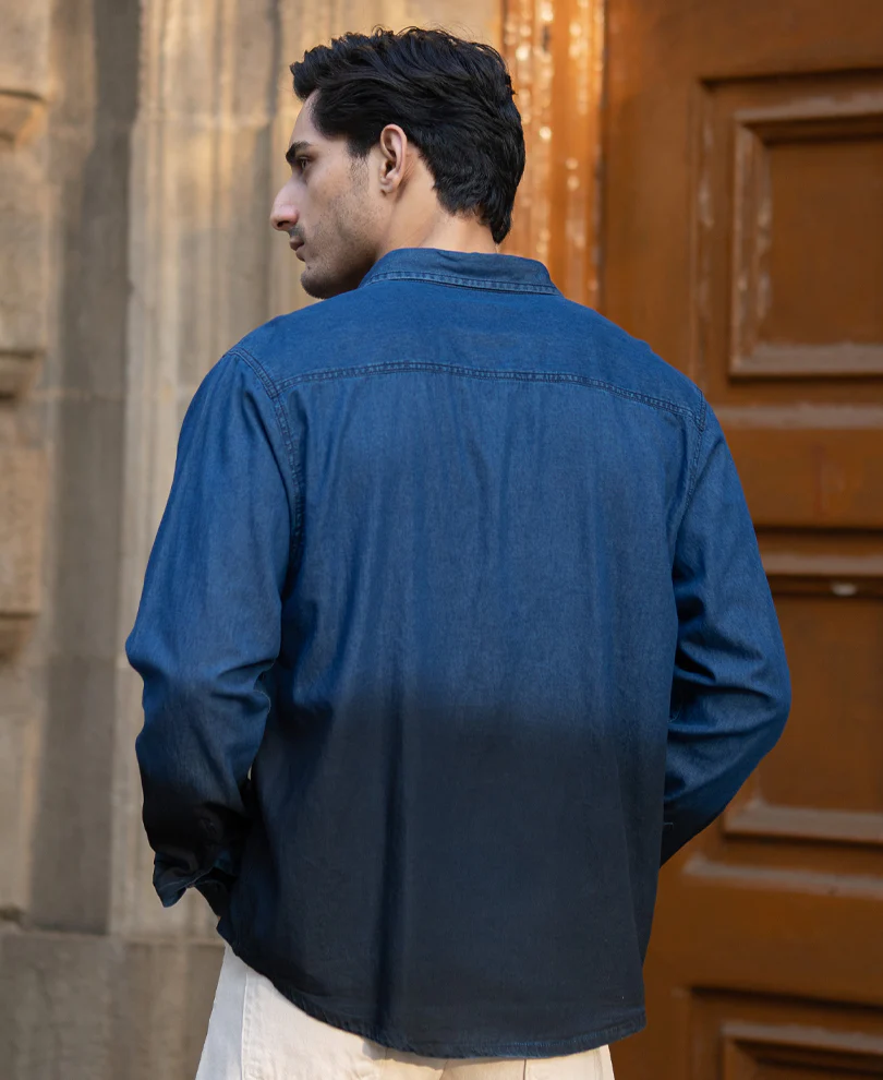 Indigo Ombre Lightweight Shirt 100% Cotton - Image 6